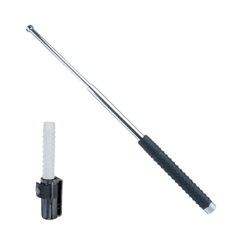 Teleskop Abwehrstock 21" mit PVC Struktur-Griff und Profi-Holster silber