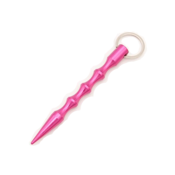 Kubotan gewellt mit Schlüsselanhänger pink