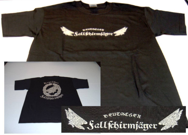 T-Shirt Fallschirmjäger schwarz Vorderseite
